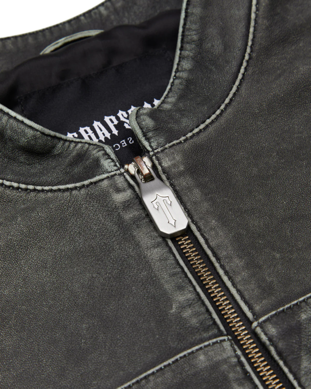 Irongate T Panel Leather Biker Jacket - 2 Tone Black & Green* - Image 3