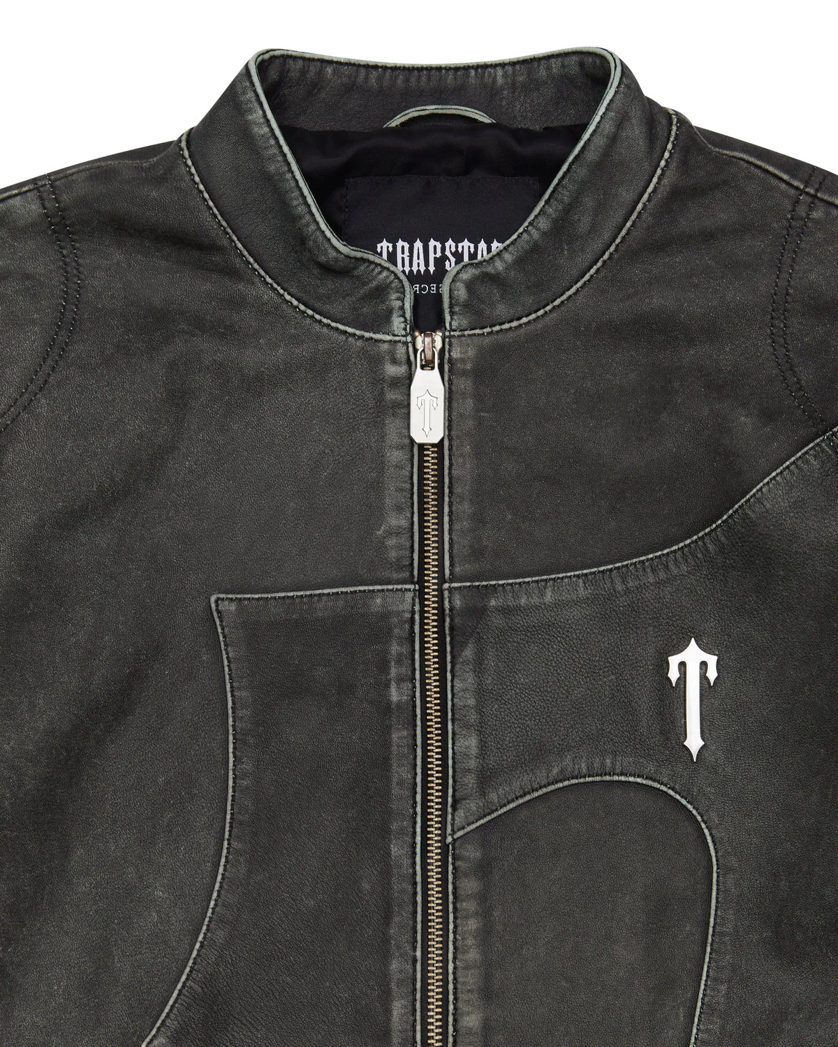 Irongate T Panel Leather Biker Jacket - 2 Tone Black & Green* - Image 4