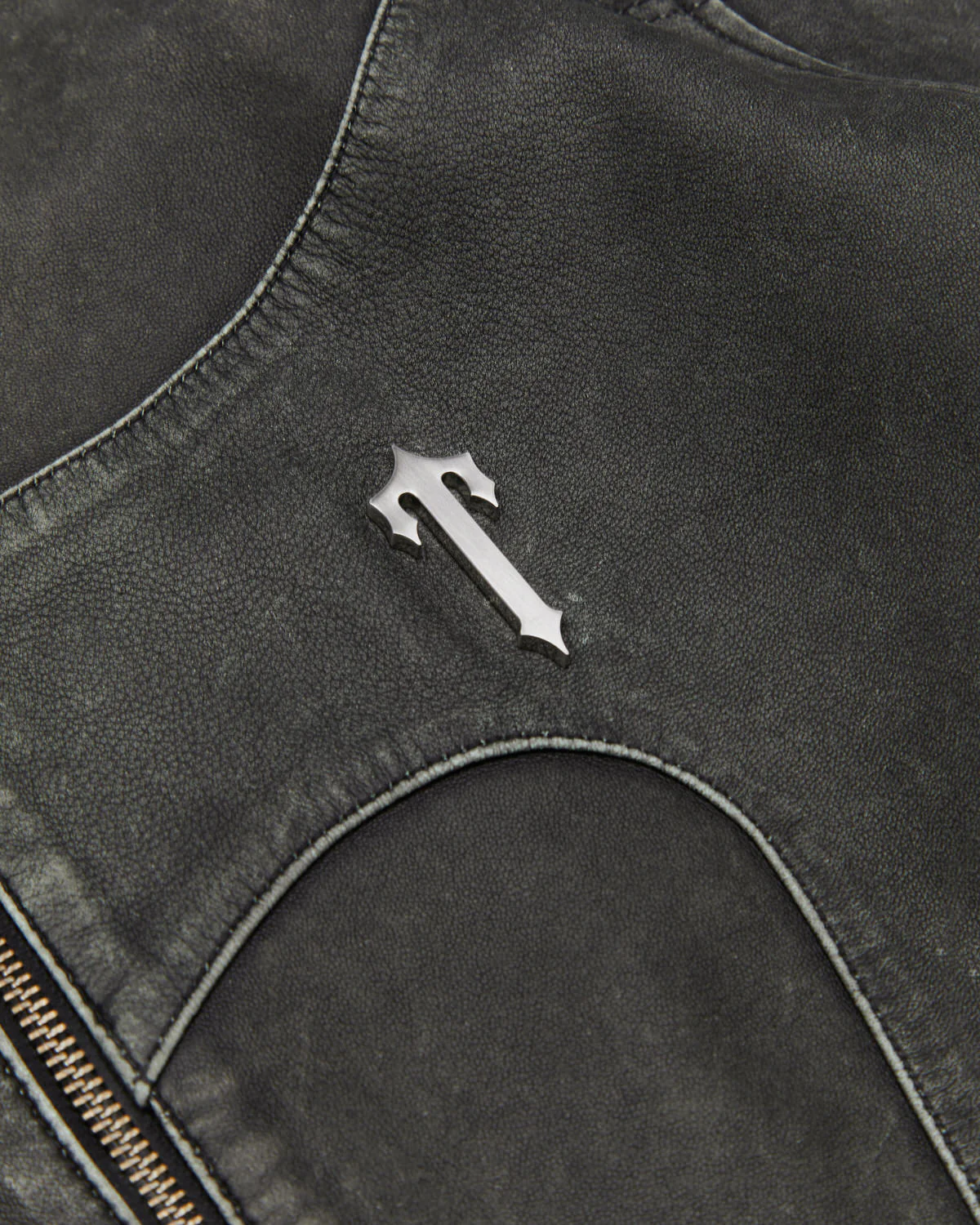 Irongate T Panel Leather Biker Jacket - 2 Tone Black & Green* - Image 5