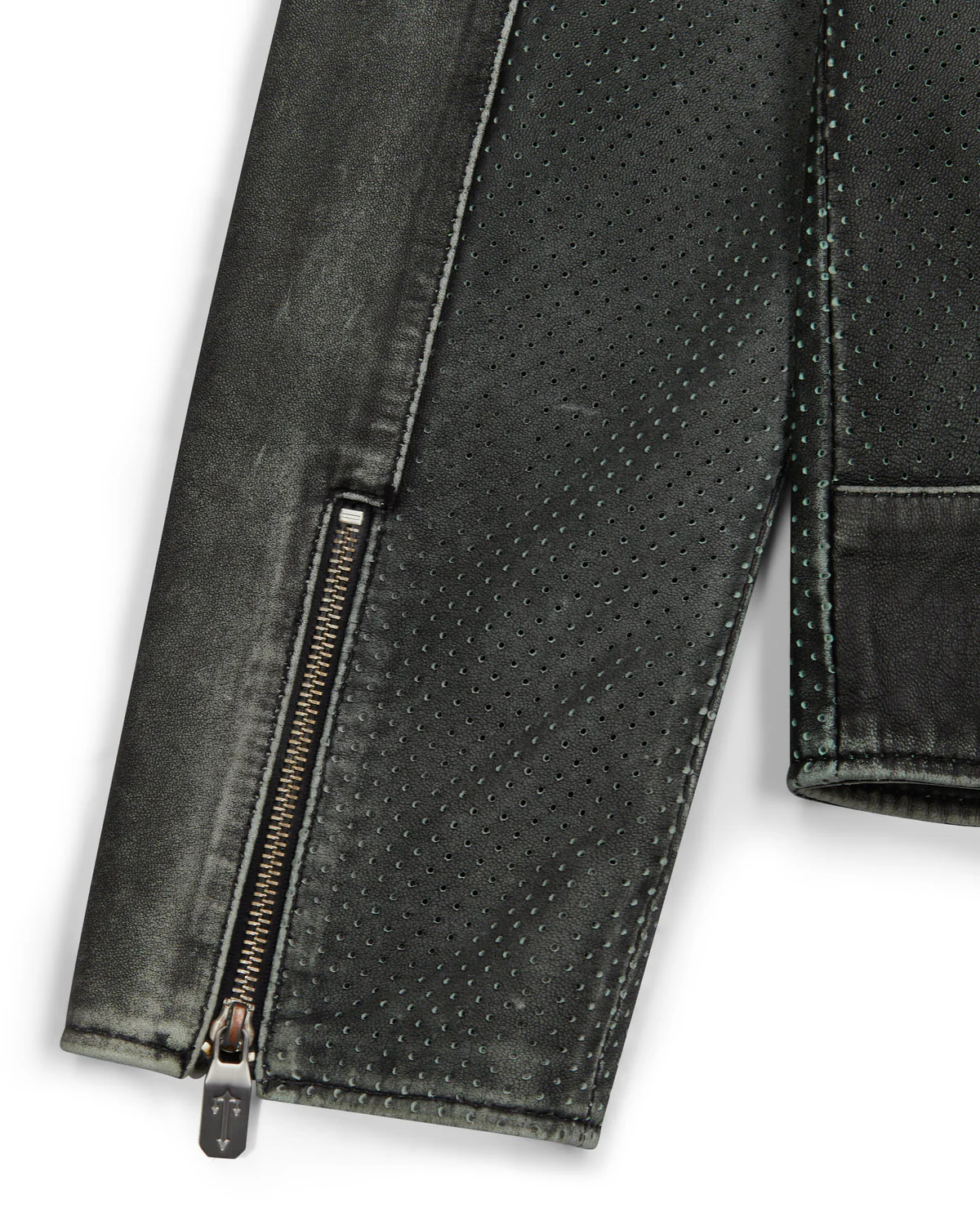 Irongate T Panel Leather Biker Jacket - 2 Tone Black & Green* - Image 7